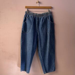 Vintage Chic Medium Wash Blue Denim Grandma Short Pants Size 14 EUC